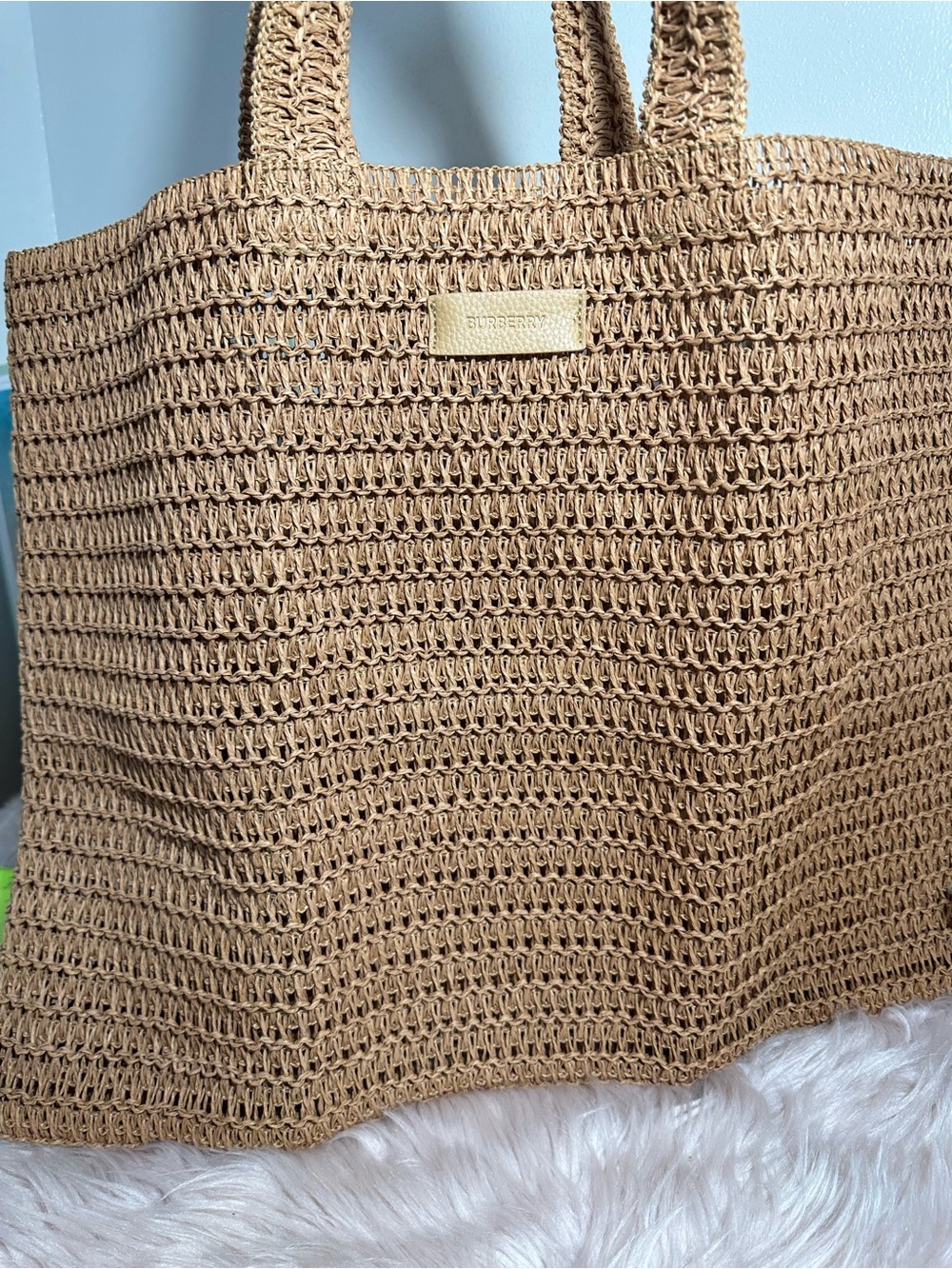GWP BB Woven Crochet Tote Bag in Tan